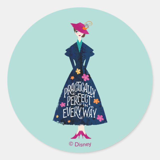 Practically Perfect in Every Way Classic Round Sticker (Front)