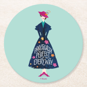 Practically Perfect in Every Way Round Paper Coaster