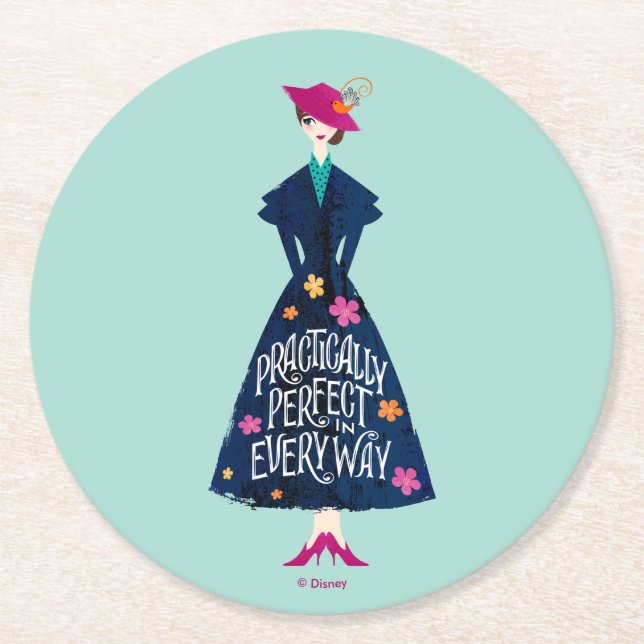 Practically Perfect in Every Way Round Paper Coaster (Front)