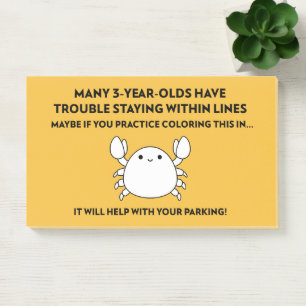 Practice Colouring Bad Parking Crab Post-it Notes