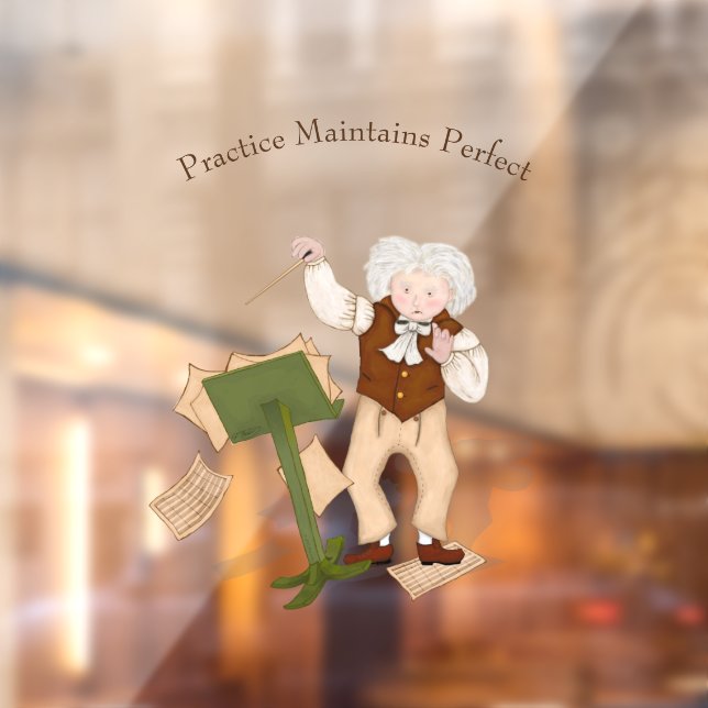 "Practice Maintains Perfect" Beethoven Conducting Window Cling (Sheet 2)