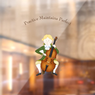 "Practice Maintains Perfect" Cello Player Haydn Window Cling