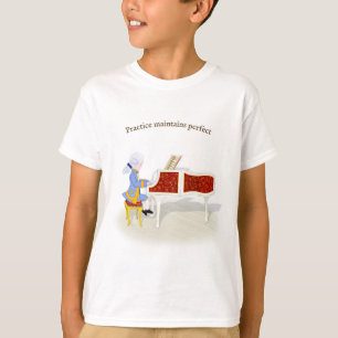 "Practice Maintains Perfect" Mozart Playing Piano T-Shirt