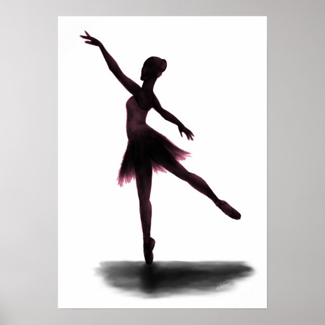 "Practice Makes Perfect" ballerina poster - pink (Front)