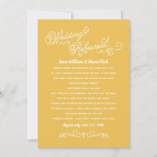 Practice Makes Perfect Yellow Rehearsal Dinner Invitation