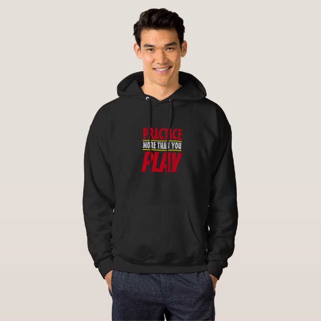 Practice More | Motivational Phrase Red Typography Hoodie (Front Full)