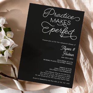 Practice perfect black wedding rehearsal dinner invitation