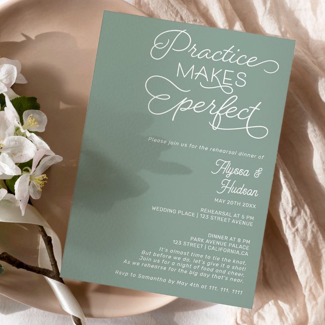 Practice perfect green wedding rehearsal dinner invitation (Creator Uploaded)
