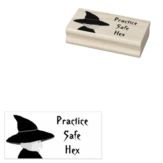 Practice Safe Hex Witch Rubber Stamp (Stamped)
