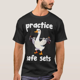 Practice Safe Sets Funny Gym Working Out Fitness T-Shirt