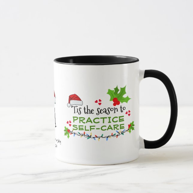 PRACTICE SELF-CARE Christmas Monogram Mug (Right)