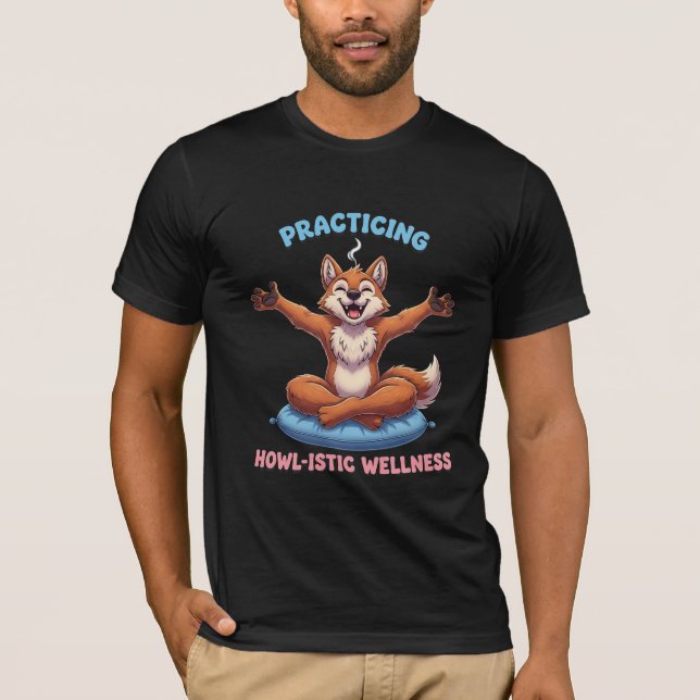 Practicing Howl-istic Wellness - Cute Meditating T-Shirt (Front)