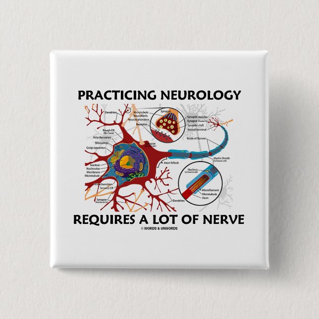 Practicing Neurology Requires A Lot Of Nerve 2 Inch Square Button (Front)
