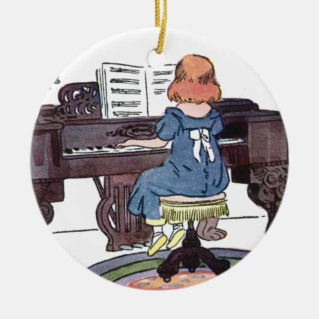 Practicing the Piano Ceramic Ornament (Front)
