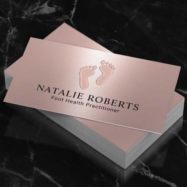 Practitioner Modern Rose Gold Foot Care  Business Card (Creator Uploaded)