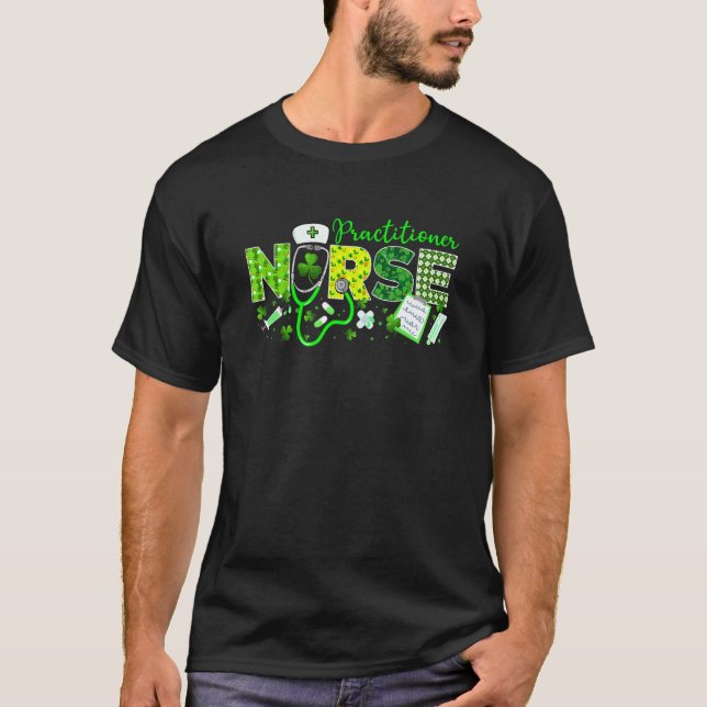 Practitioner Nurse St Patricks Day Love Stethoscop T-Shirt (Front)