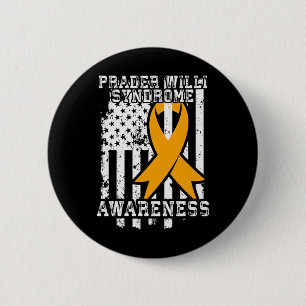 Prader Willi Syndrome Awareness - American Flag 2 Inch Round Button