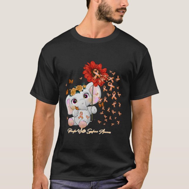 Prader-Willi Syndrome Awareness - elephant sunflow T-Shirt (Front)