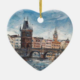 Prag - charles bridge painting ceramic ornament