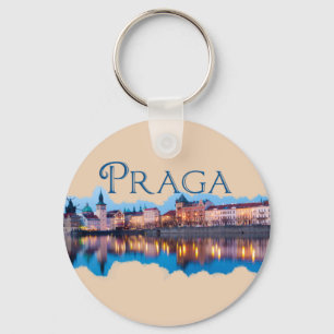 Praga: Evening Skyline Keychain