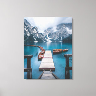 PRAGSER WILDSEE (LAKE PRAGS), SOUTH TYROL, ITALY CANVAS PRINT