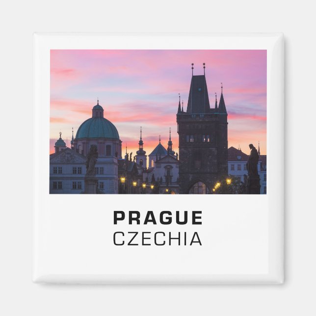Prague 012C - Charles Bridge Sunrise Magnet (Front)