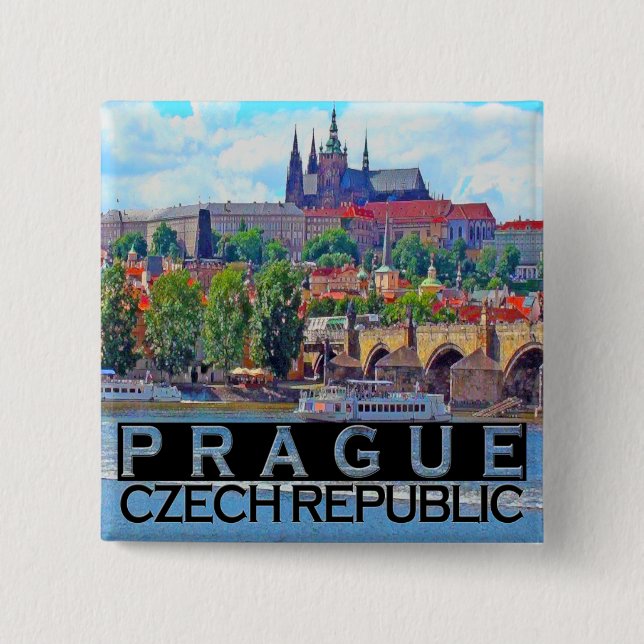Prague 2 Inch Square Button (Front)