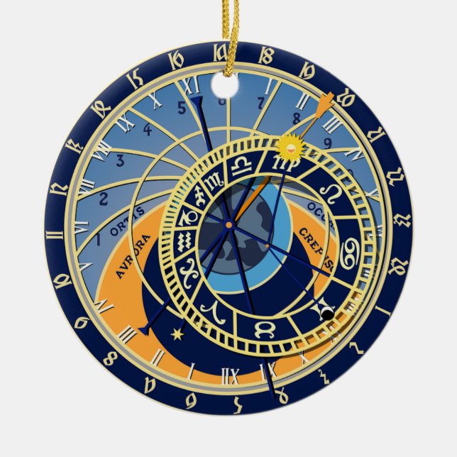 Prague Astrological Clock Ceramic Ornament (Front)