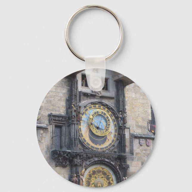 Prague Astronomical Clock In The Old Town Square Keychain (Front)