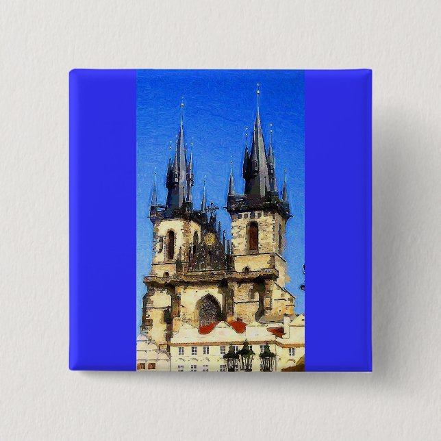 Prague Castle 2 Inch Square Button (Front)