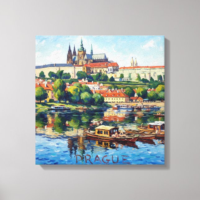 Prague Castle and River Scene Canvas Art (Front)