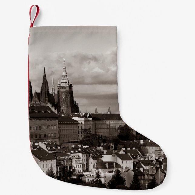 Prague Castle with Saint Vitus Cathedral in Czech  Small Christmas Stocking (Front)