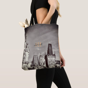Prague & Charles Bridge, Christ, Castle / Czechia Tote Bag