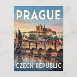 Prague Charles Bridge Czech Republic Travel Postcard