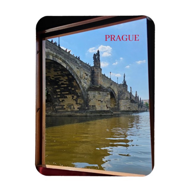 Prague Charles Bridge framed view magnet (Vertical)