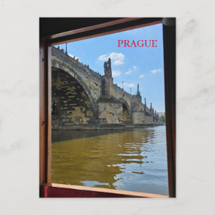 Prague Charles Bridge framed view postcard