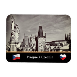 Prague & Charles Bridge, Hradcany Castle /vintage Magnet