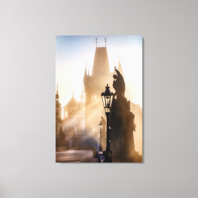 Prague Charles Bridge Morning Canvas Print (Front)