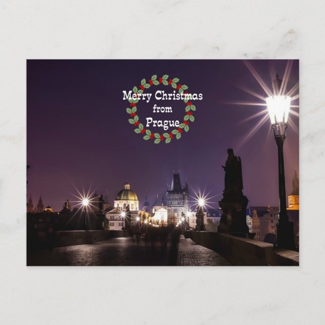 Prague Christmas, cityscape photo Holiday Postcard (Front)