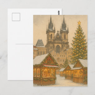 Prague Christmas Holiday Art Postcard – Winter