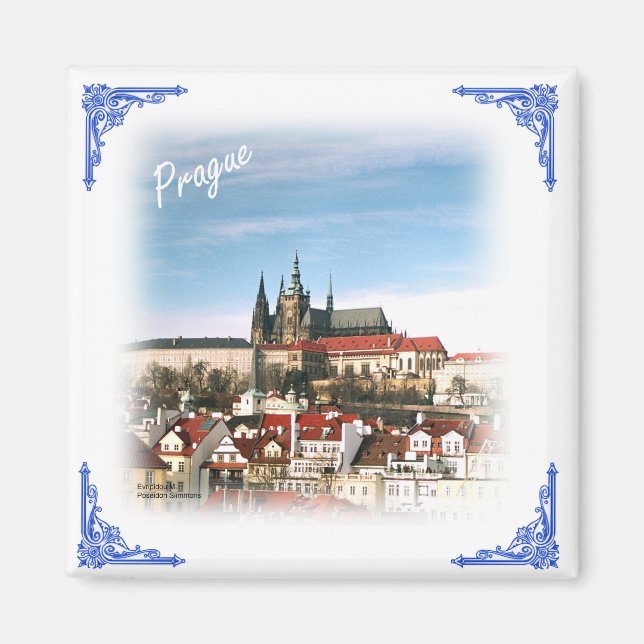 Prague city and castle-Czech republic magnet (Front)