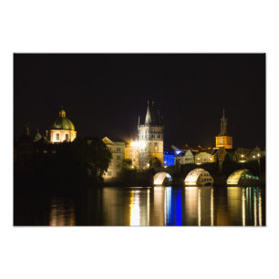 Prague Cityscape at Night Photo Print