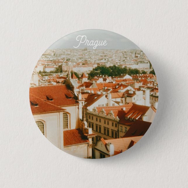 Prague Cityscape Souvenir 2 Inch Round Button (Front)