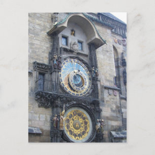 prague clock postcard