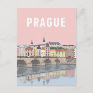 Prague Colorful Riverside View Postcard