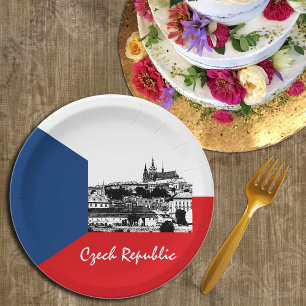 Prague & Czech flag - historical Czechia /sports Paper Plate
