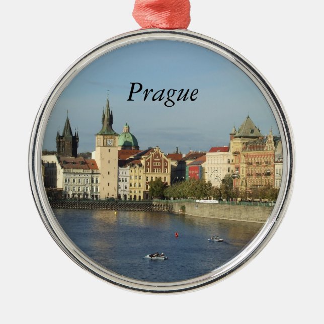 Prague Czech Gift Travel Round Ornament Praha (Front)