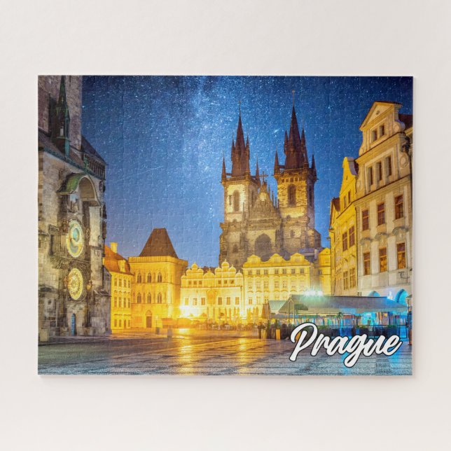 Prague, Czech Republic, After Dark Jigsaw Puzzle (Horizontal)