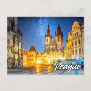 Prague, Czech Republic, After Dark Postcard