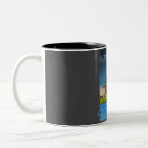 Prague Czech Republic Bridge Vintage Minimal Retro Two-Tone Coffee Mug